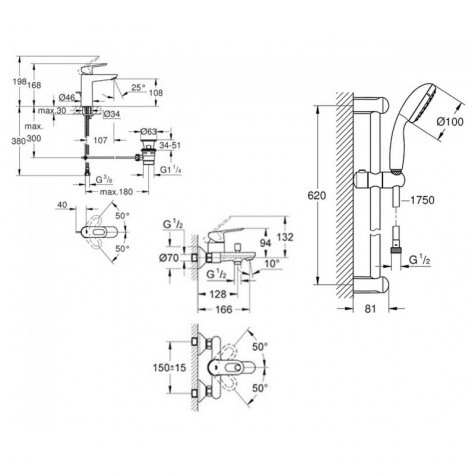 Набір змішувачів для ванни M-Size Grohe BauLoop (123215M)