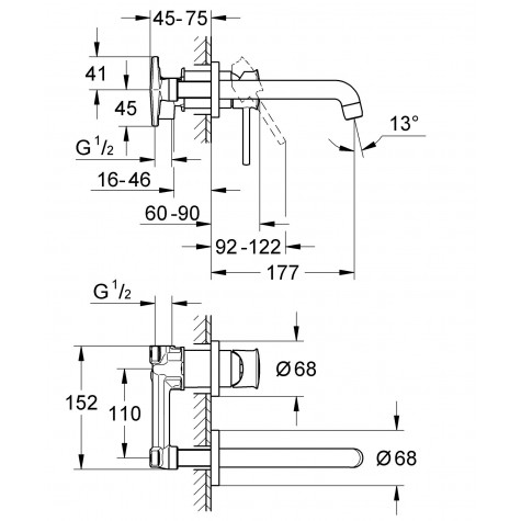 Змішувач для раковини прихованого монтажу Grohe BauClassic (2029200C)