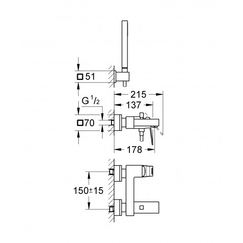 Змішувач для ванни Grohe Eurocube (23141000)