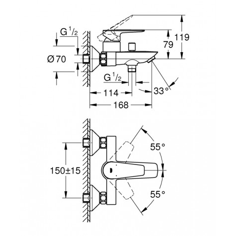 Змішувач для ванни Grohe BauEdge New (23605001)