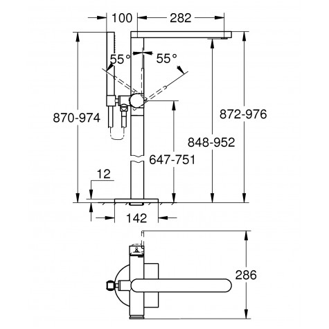 Смеситель для ванны Grohe Plus однорычажный, напольный монтаж (23846003)