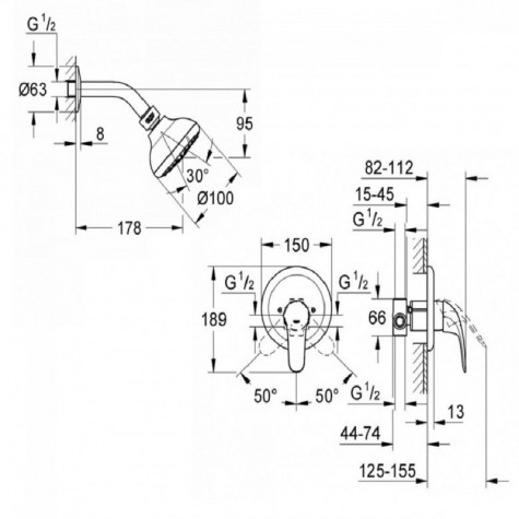 Душовий комплект прихованого монтажу Grohe EX Euroeco New (26000004)