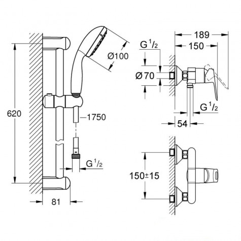Душовий комплект 2в1 Grohe EX BauLoop (26129002)