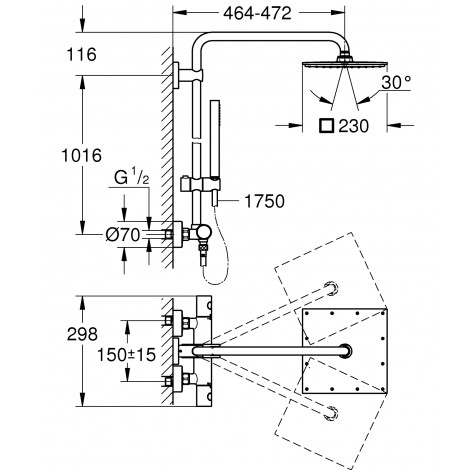 Душевая система с термостатом для душа Grohe Euphoria System (26187000)