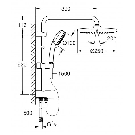 Душова система із перемикачем Grohe New Tempesta Cosmop. System (26675000)