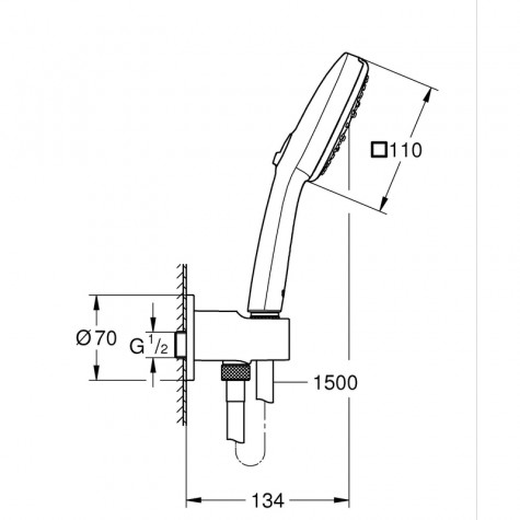 Душевой набор с настенным ручным душем Grohe Tempesta Cube 110 3 режима, черный матовый (269102433)