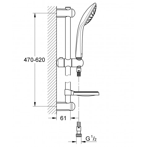 Душевой гарнитур со штангой, 1 режим струи Grohe Euphoria (27266001)