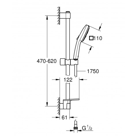 Набор для душа Grohe Tempesta Cube 110, 3 режима, с полочкой (27576003)