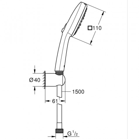 Душовий набір Grohe Tempesta Cube 110 3 режими Rain, Jet, Massage (275882433)