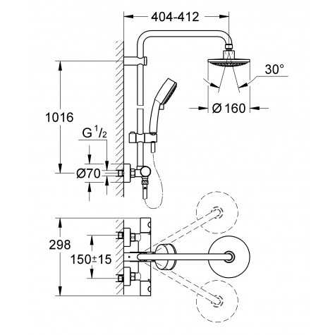 Душевая система с термостатом для душа Grohe New Tempesta Cosmop. System (27922000)