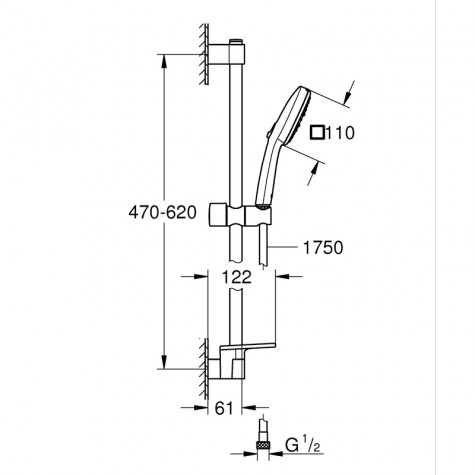 Душовий гарнітур Grohe Tempesta Cube 110, 3 режими (27929003)