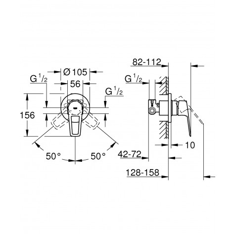 Змішувач прихованого монтажу для 1 споживача Grohe BauLoop New (29042001)