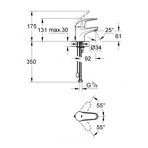 Змішувач для раковини S-розміру Grohe Euroeco New (32881000)