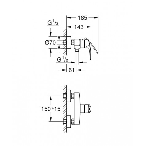 Змішувач для душу Grohe Eurosmart New (33555003)