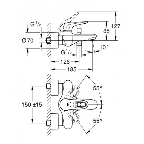 Змішувач для ванни Grohe Eurostyle (33591003)
