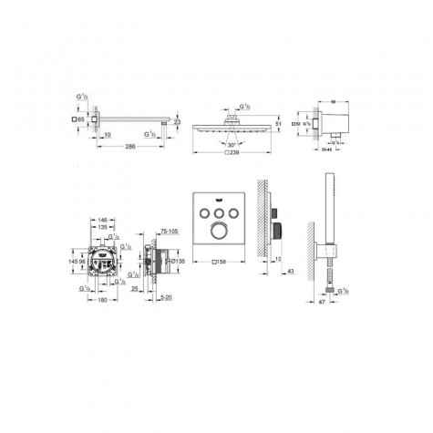 Набір для душу/ванни прихованого монтажу Grohe SmartControl (34506SC2)