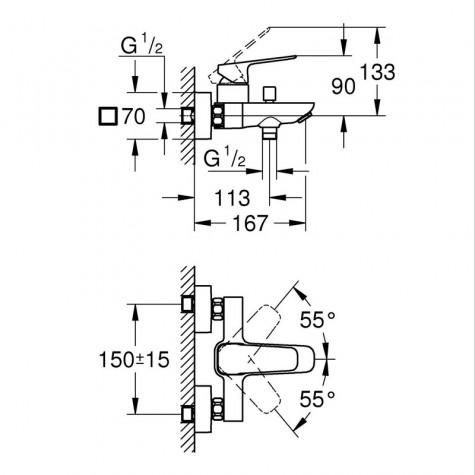 Набір для ванни 2в1 Grohe Tempesta Cube (BF101813TC)