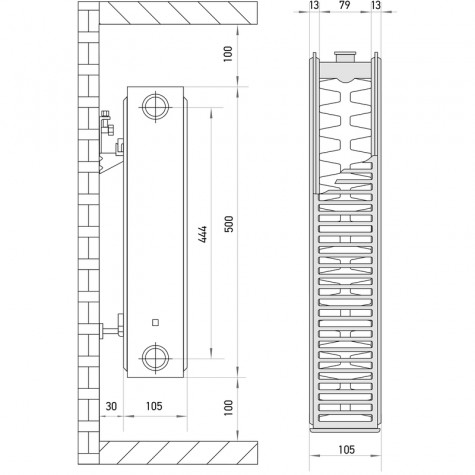 Сталевий радіатор Europroduct 22 x 500 x 900 (бокове підкл.) (EP4450)