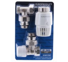 Комплект для підключення радіатора Europroduct EP.1302 - 1/2'' (кутовий з термоголовкою) (EP6016)