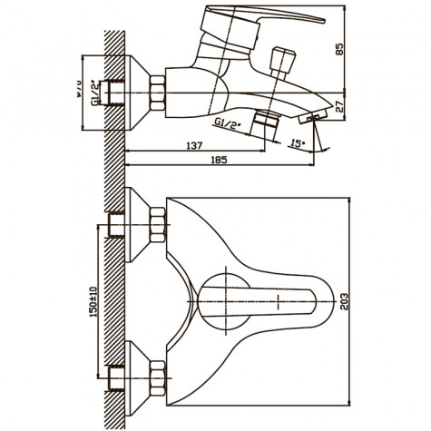 Змішувач для ванни Haiba Agat 009 (HB0007)