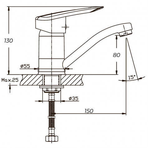 Смеситель для умывальника Haiba Disk 555 (вылив 15 см) (HB0058)