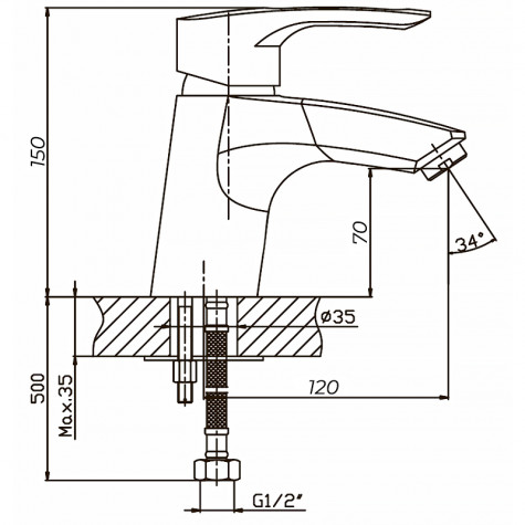 Змішувач для умивальника Haiba Hansberg 001 нержавіюча сталь (HB0170)