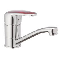 Змішувач для умивальника Haiba Magic 555 (15 см) з червоною ручкою (HB0673)