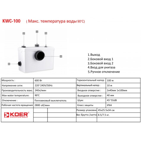 Каналізаційна установка Koer KWC-100 (KP2927) Каналізаційна установка Koer KWC-100 (KP2927)