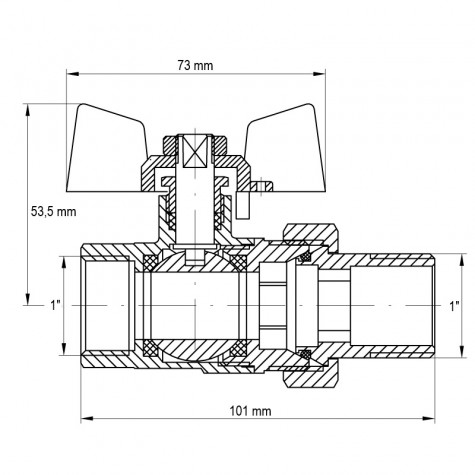 Кран з американкою 1" (Koer KR.227) (KR0013)