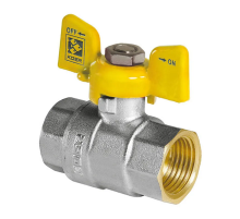 Кран шаровой KOER KR.217.G - 1/2" FF ГГМ YELLOW, ручка "бабочка" желтая (KR0032)