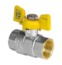Кран шаровой KOER KR.217.G - 1/2" FF ГГМ YELLOW, ручка "бабочка" желтая (KR0032)