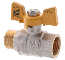 Кран кульовий KOER KR.218.G - 1/2" FM ГШМ YELLOW, ручка "метелик" жовта (KR0036)