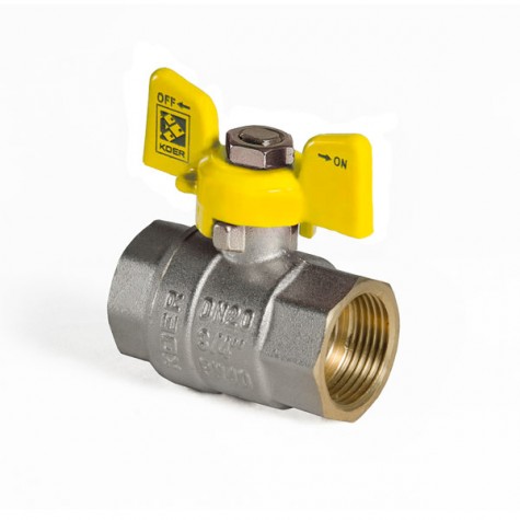Кран кульовий KOER KR.217.G - 3/4" FF ГГМ YELLOW, ручка "метелик" жовта (KR0041) Кран кульовий KOER KR.217.G - 3/4" FF ГГМ YELLOW, ручка "метелик" жовта (KR0041)