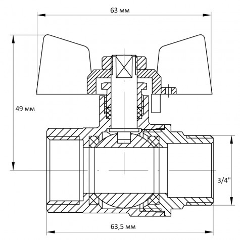 Кран кульовий Koer 3/4" ГШМ (KR.218) (KR0043)