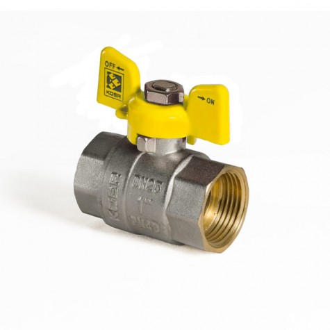 Кран шаровой KOER KR.217.G - 1" FF ГГМ YELLOW, ручка "бабочка" желтая (KR0093) Кран шаровой KOER KR.217.G - 1" FF ГГМ YELLOW, ручка "бабочка" желтая (KR0093)