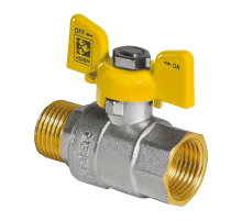 Кран кульовий KOER KR.218.G - 1" FM ГШМ YELLOW, ручка "метелик" жовта (KR0096)