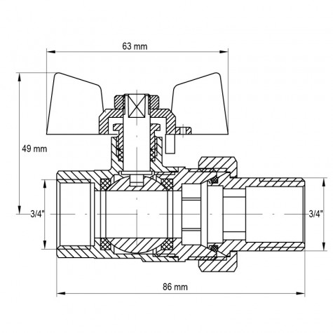 Кран с американкой 3/4" (Koer KR.227.W) белый (KR0097)