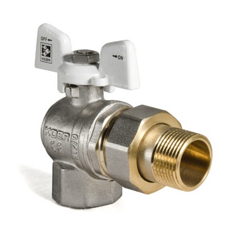 Кран с американкой 3/4" (Koer KR.228.W) угловой белый (KR0100) Кран с американкой 3/4" (Koer KR.228.W) угловой белый (KR0100)