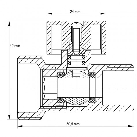 Кран триходовий 1/2Mx3/4Mx1/2F Koer KR.515 (KR0103)