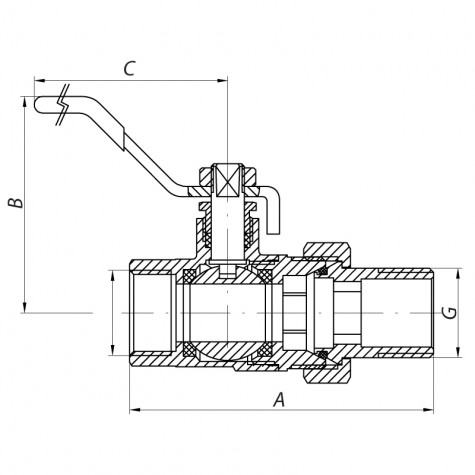 Кран с американкой 1-1/4" ручка ВАЖАЛЬ (Koer KR.229) (KR0150) Кран с американкой 1-1/4" ручка ВАЖАЛЬ (Koer KR.229) (KR0150)