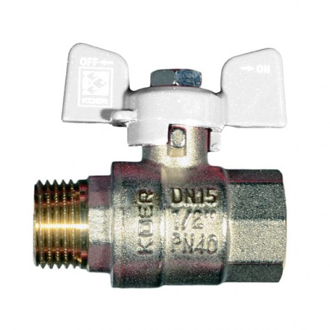 Кран кульовий KOER 1/2" ГШМ (KR.218.W) білий (KR0182) Кран кульовий KOER 1/2" ГШМ (KR.218.W) білий (KR0182)