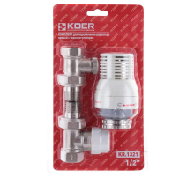 Комплект для підключення радіатора 1/2'' (прямий) з термоголовкою Koer KR.1321 (KR2659)