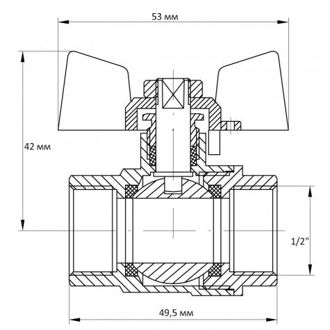 Кран кульовий Koer 1/2" ГГМ (KR.217.B) синій (KR2719)
