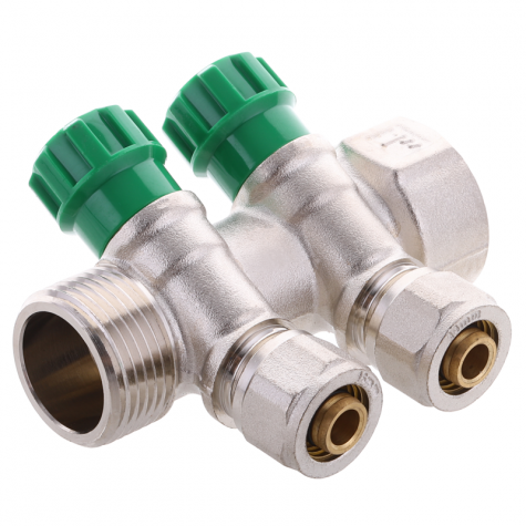 Коллектор вентильный с фитингом Koer KR.1124-2 1x2 ways (KR2832) Коллектор вентильный с фитингом Koer KR.1124-2 1x2 ways (KR2832)
