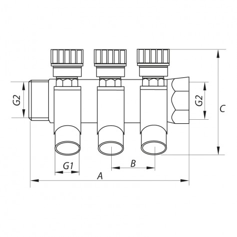 Коллектор вентильный с фитингом Koer KR.1124-3 1x3 ways (KR2833) Коллектор вентильный с фитингом Koer KR.1124-3 1x3 ways (KR2833)