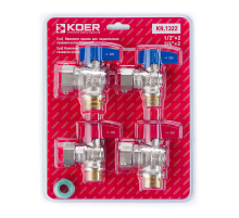 Комплект кранів для підключення газового котла Koer KR.1322 кутовий (1/2"x2шт, 3/4x2шт) (KR3126)