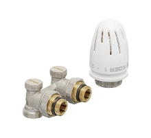 Комплект для нижньої підкл. радіатора Koer SET-21 - 1/2"x3/4" (кутовий) з термоголовкою ЗЗ (KR3173)