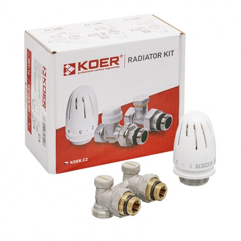 Комплект для нижньої підкл. радіатора Koer SET-21 - 1/2"x3/4" (кутовий) з термоголовкою ЗЗ (KR3173) Комплект для нижньої підкл. радіатора Koer SET-21 - 1/2"x3/4" (кутовий) з термоголовкою ЗЗ (KR3173)