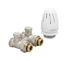 Комплект для нижней подкл. радиатора KOER SET-22 – 1/2"x3/4" (прямой) с термоголовкой ЗЗ (KR3174)