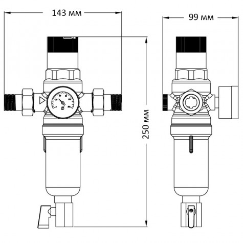 Фільтр самоочисний з редуктором тиску та манометром Koer KR.1242 - 1/2" ЗР (KR3187)